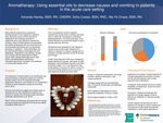 Aromatherapy: Using essential oils to decrease nausea and vomiting in patients in the acute care setting by Amanda Hanley, Sofia Costas, and Ma Fe Chase